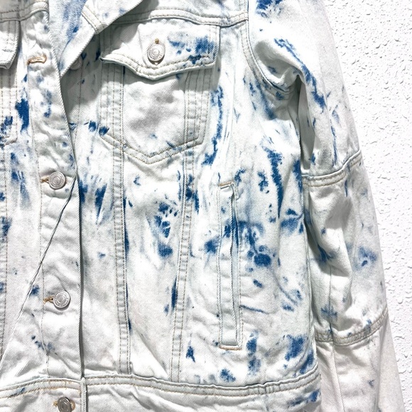 Free People acid Indigo and White Denim Jacket Large‎ - Picture 3 of 7